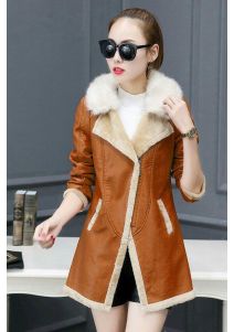 Áo khoác da lót nỉ bông có lông