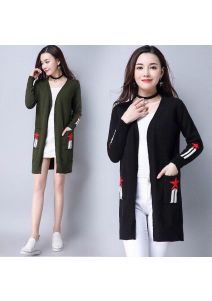 Áo khoác len phối sọc đẹp