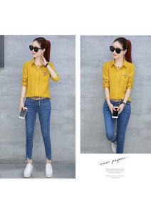 Áo sơ mi nữ túi sọc ngôi sao