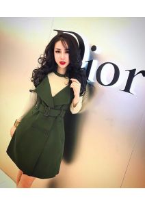 Set áo thun gân yếm váy 